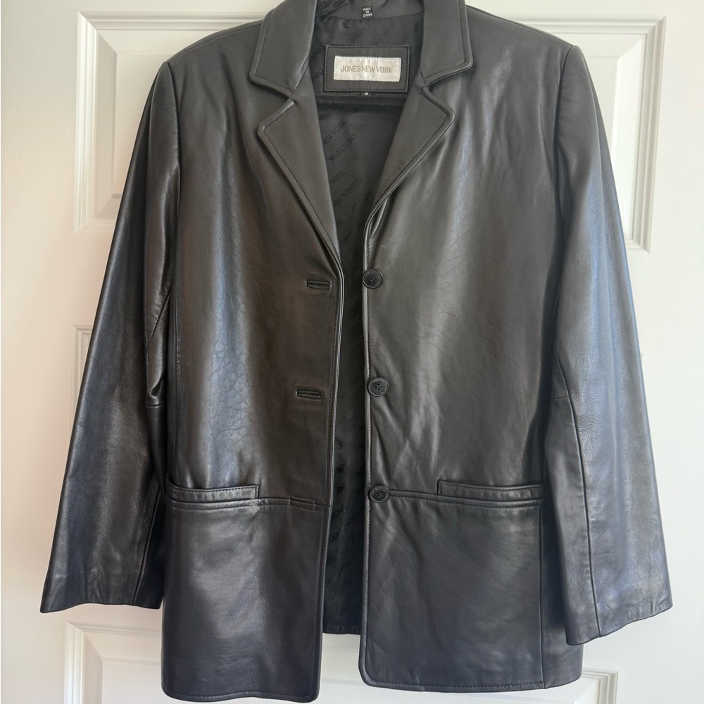 100% real leather blazer